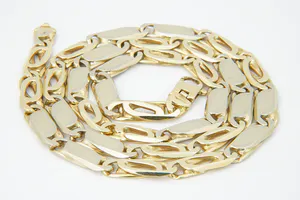 Lang & Massief (115g) bicolor 14Krt gouden Figaro collier - herenmodel - gekeurd kopen? Bied vanaf 2860!