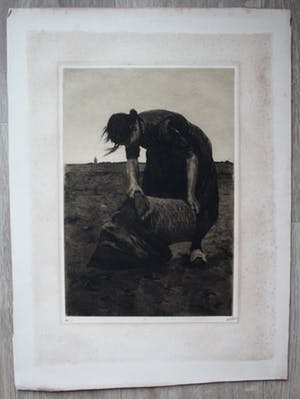 Willem Witsen - Ets/aquatint - Meid met de mand of aardappelrooister kopen? Bied vanaf 475!