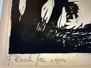 Johan Haak - Bijzondere houtsnede van Johan Haak op papier "zeilschip in landschap" kopen? Bied vanaf 45!