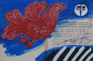 Corneille - Zeefdruk, Hommage aan Stravinsky - Ingelijst kopen? Bied vanaf 200!