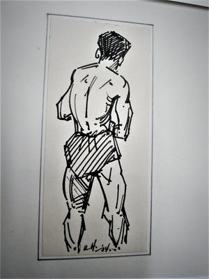 Kees Heynsius - Karikaturale omstreeks 1930 gemaakte (2) Inkt tekeningen "Boxers" kopen? Bied vanaf 43!