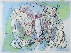 Anton Vrede - Zeefdruk, Birds of different feathers - Ingelijst kopen? Bied vanaf 1!