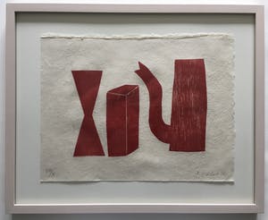 Klaas Gubbels - houtdruk 'Rode kan met object en diabolo’ - 2005. kopen? Bied vanaf 350!