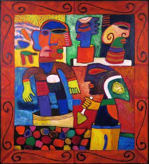 Clemens Briels - Acryl en collage op doek, A can of Italians (Groot) verkocht voor € 1000!