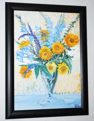 Johan Christiaan Nijland - Vaas bloemen - gouache verkocht voor € 45!