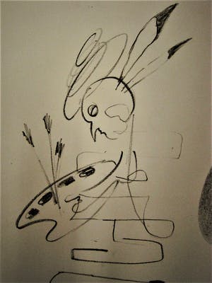Arie van Selm - 1985 Galerie d’Eendt Amsterdam - Grote Abstract Figuratieve Tekening - gesigd. kopen? Bied vanaf 10!