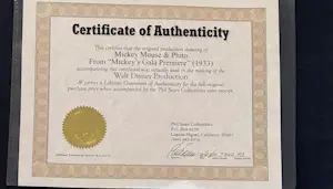 Walt Disney - Originele Disney Animatie-tekening (1933) Mickey & Pluto Met COA Phil Sears! kaufen? Bieten Sie von 300!