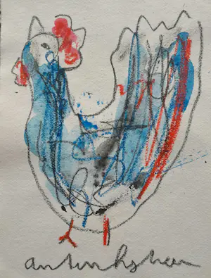 AcheterAnton Heyboer - "Kip" - Krijt en gouache op Hahnemühle papier - 30 x 22 cm.? Enchérissez de 175!