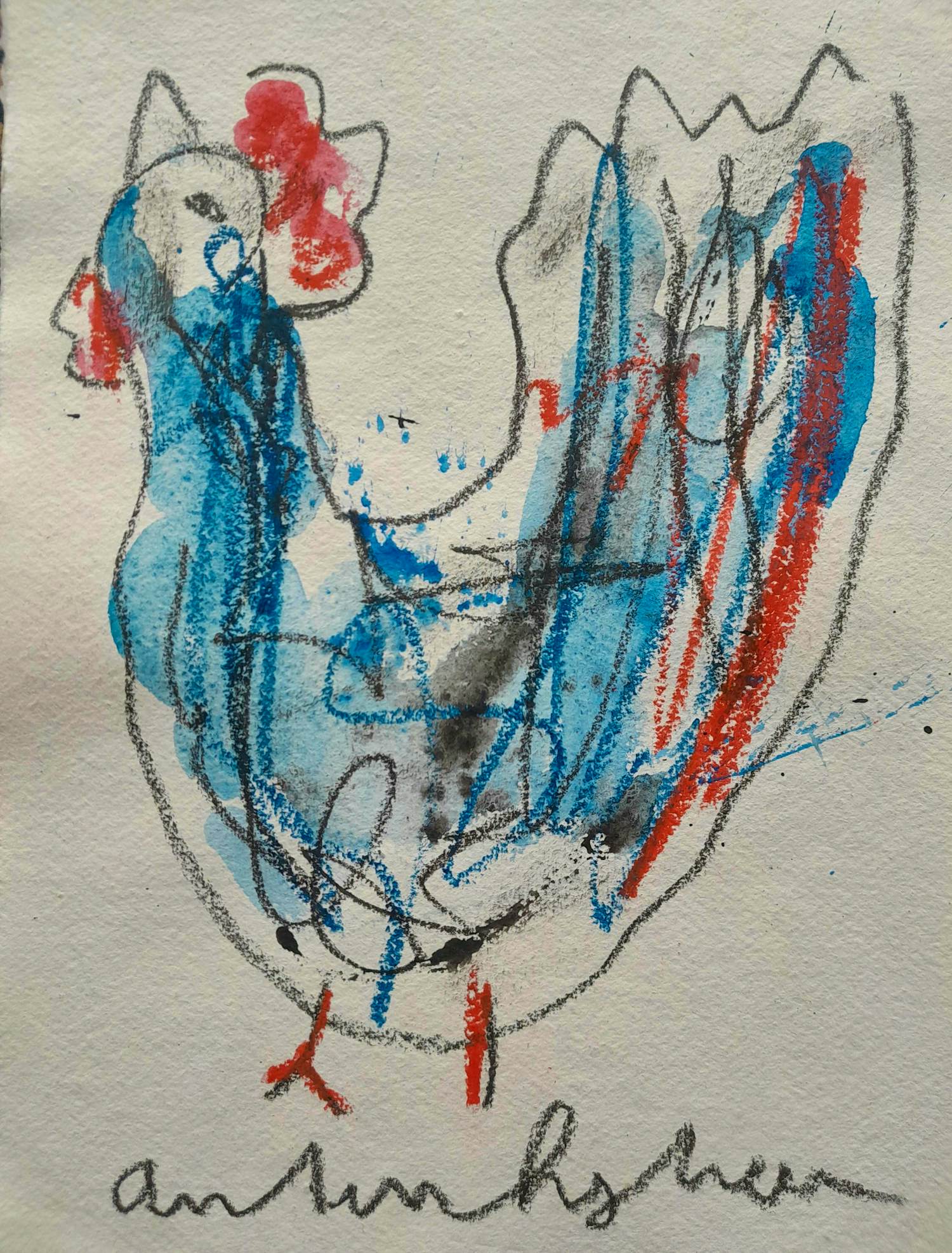 Anton Heyboer - "Kip" - Krijt en gouache op Hahnemühle papier - 30 x 22 cm. kopen? Bied vanaf 175!