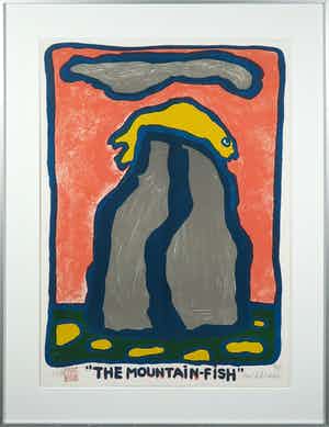 Mark Brusse - Litho, The Mountain-Fish - Ingelijst verkocht voor € 40!
