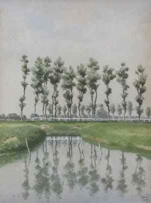 Niet of onleesbaar gesigneerd - Aquarel, Paardenrenbaan Duindigt te Wassenaar - Ingelijst kopen? Bied vanaf 1!