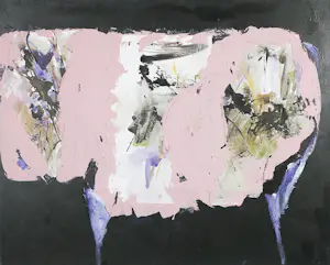 Antonio Poioumen - Gemengde techniek op doek, Abstracte compositie met lichtroze kaufen? Bieten Sie von 150!