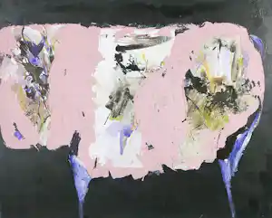 Antonio Poioumen - Gemengde techniek op doek, Abstracte compositie met lichtroze verkauft für € 150!