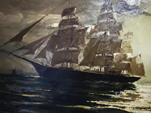 Simon van Gelderen - Groot olieverfschilderij met zeegezichten - Zeilschepen kopen? Bied vanaf 250!