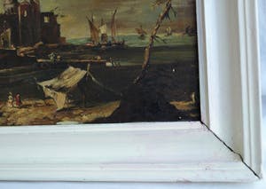 Niet of onleesbaar gesigneerd - Olieverf op doek , “Burcht aan Zee” – ingelijst kopen? Bied vanaf 10!
