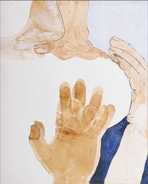 C.J.M. van Herwaarden - Aquarel, Zonder titel (Handen) kopen? Bied vanaf 50!