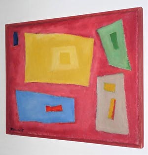 Phil Grisel - Abstract werk in rood. kopen? Bied vanaf 175!