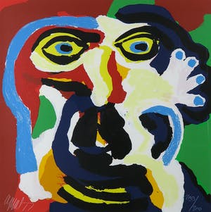 Karel Appel - Zeefdruk, Hoofden als bloemen (uit De schilderskist) - Ingelijst kopen? Bied vanaf 1!