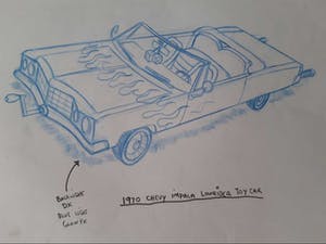 Matt Groening - originele productie tekening, The Simpsons, Chevy Impala Lowrider kopen? Bied vanaf 50!