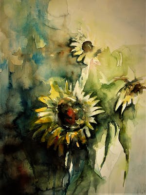 Niet of onleesbaar gesigneerd - Grote, impressionistisch geschilderde Aquarel " kopen? Bied vanaf 10!