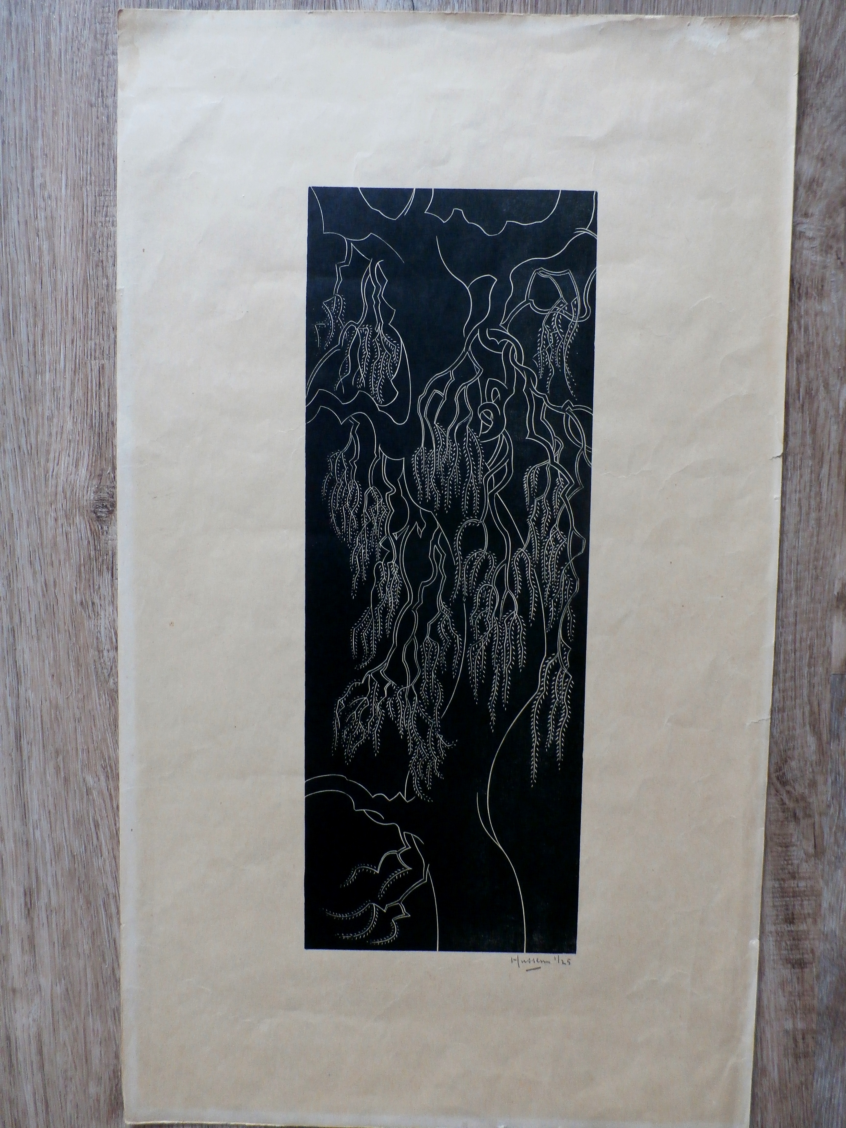 Willem Hussem - litho: boom in lente kopen? Bied vanaf 90!