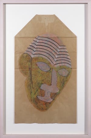 Dirk Celis - Gemengde techniek op kraftpapier, Zonder titel - Ingelijst kopen? Bied vanaf 1!