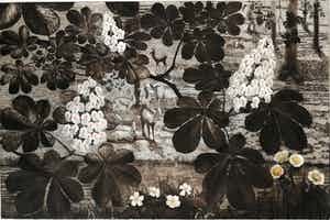 Roelf Gerbrands - Hertenkamp in de Haarlemmer Hout met bloeiende kastanje verkocht voor € 85!