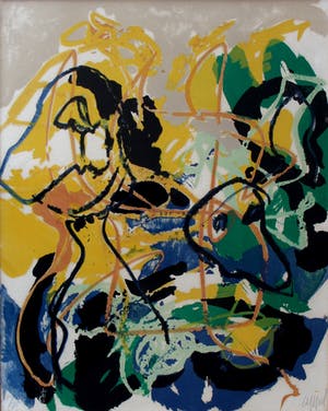 Karel Appel - ingelijste litho: A beast drawn man - 1961 - oplage: slechts 75 stuks! kopen? Bied vanaf 750!