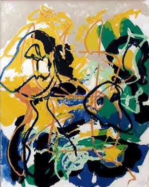 Karel Appel - ingelijste litho: A beast drawn man - 1961 - oplage: slechts 75 stuks! verkocht voor € 750!