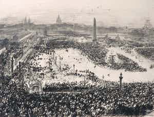 Paul Renouard - Litho, Place de la Concorde tijdens de overwinning van 1918 verkocht voor € 50!