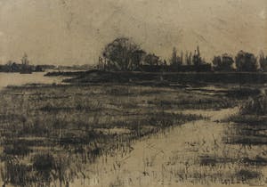 Arend Jan van Driesten - Houtskooltekening, Bij de Kaag - Ingelijst kopen? Bied vanaf 35!