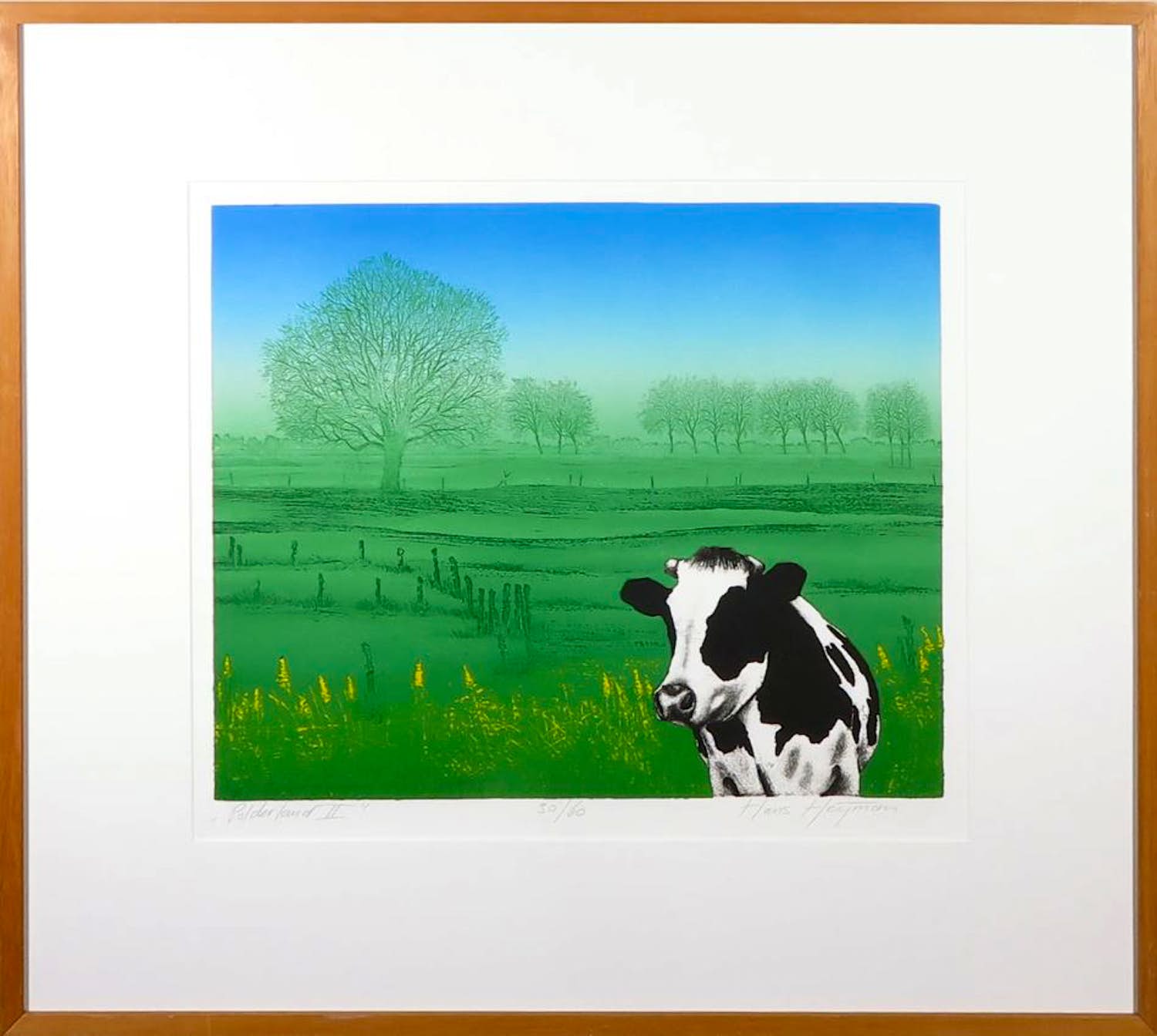 Hans Heijman - E56049 Zeefdruk, Polderlandschap II - Ingelijst verkocht voor € 40!