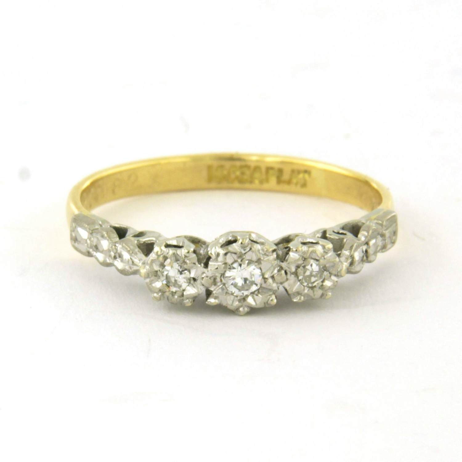 18k goud met platina ring bezet met single cut geslepen diamant totaal 0.05ct kopen? Bied vanaf 285!