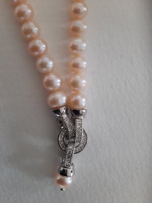 Curiosa - Zalm roze Akoya parel collier - transformer kopen? Bied vanaf 25!