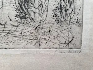 Ria Exel - Bijzondere monochrome droge naald Ets "sirenen" 1967 - 2e druk - gesigneerd kopen? Bied vanaf 31!