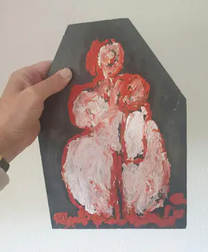 Anton Heyboer - Moeder met kind - Olieverf uit de tube op leisteen - 32,5 x 22,5 cm kopen? Bied vanaf 395!