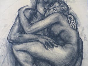 Willem van Dort - Liefdespaar - Potlood/Houtskool kopen? Bied vanaf 75!