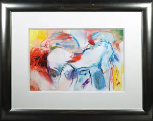 Helen Nieuwendijk - Gemengde techniek op papier, Abstracte compositie - Ingelijst kopen? Bied vanaf 80!