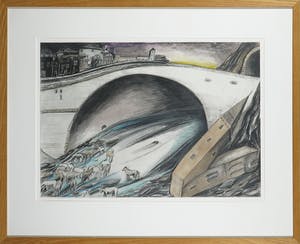 Paul Klemann - Potlood, De drinkplaats bij de brug - Ingelijst kopen? Bied vanaf 250!