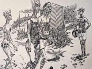 Hans van Helden - grote karikaturale Ets/aquatint "strandgenoegens" - zeer kleine oplage (10) kaufen? Bieten Sie von 34!