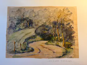 Jaap Weiland - Aquarel, Limburg, De weg naar Slenaken kopen? Bied vanaf 50!