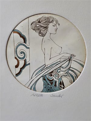 Niet of onleesbaar gesigneerd - dame in blauwe rok kopen? Bied vanaf 10!