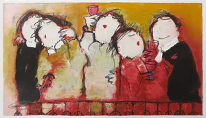 Gerdine Duijsens-Kroeze - Zeefdruk bevestigd op doek, Purple ladies (Groot) kopen? Bied vanaf 1!