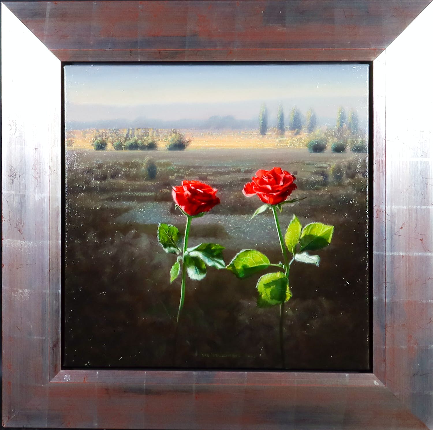 Ger Stallenberg - Olieverf op doek, Mystery Garden - Ingelijst verkocht voor € 150!
