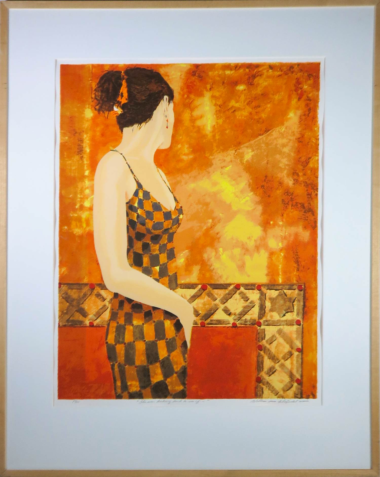 Willem van Scheijndel - Zeefdruk op papier, She was looking back to see if ... - Ingelijst (Groot) kopen? Bied vanaf 60!