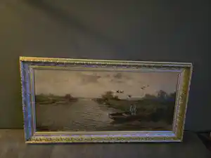 AcheterCornelis Waterman - Water landschap man in boot en opvliegende ganzen? Enchérissez de 90!