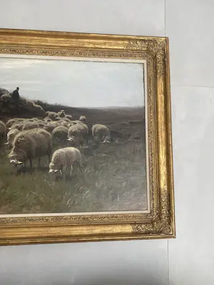Herman van der Weele - 1852-1930, herder met schaapskudde op de hei. Olieverf op doek 58,7 x 86,9 cm. kopen? Bied vanaf 1200!