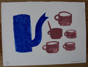 Klaas Gubbels - Zeefdruk: kan met kopjes - 2005 kopen? Bied vanaf 275!