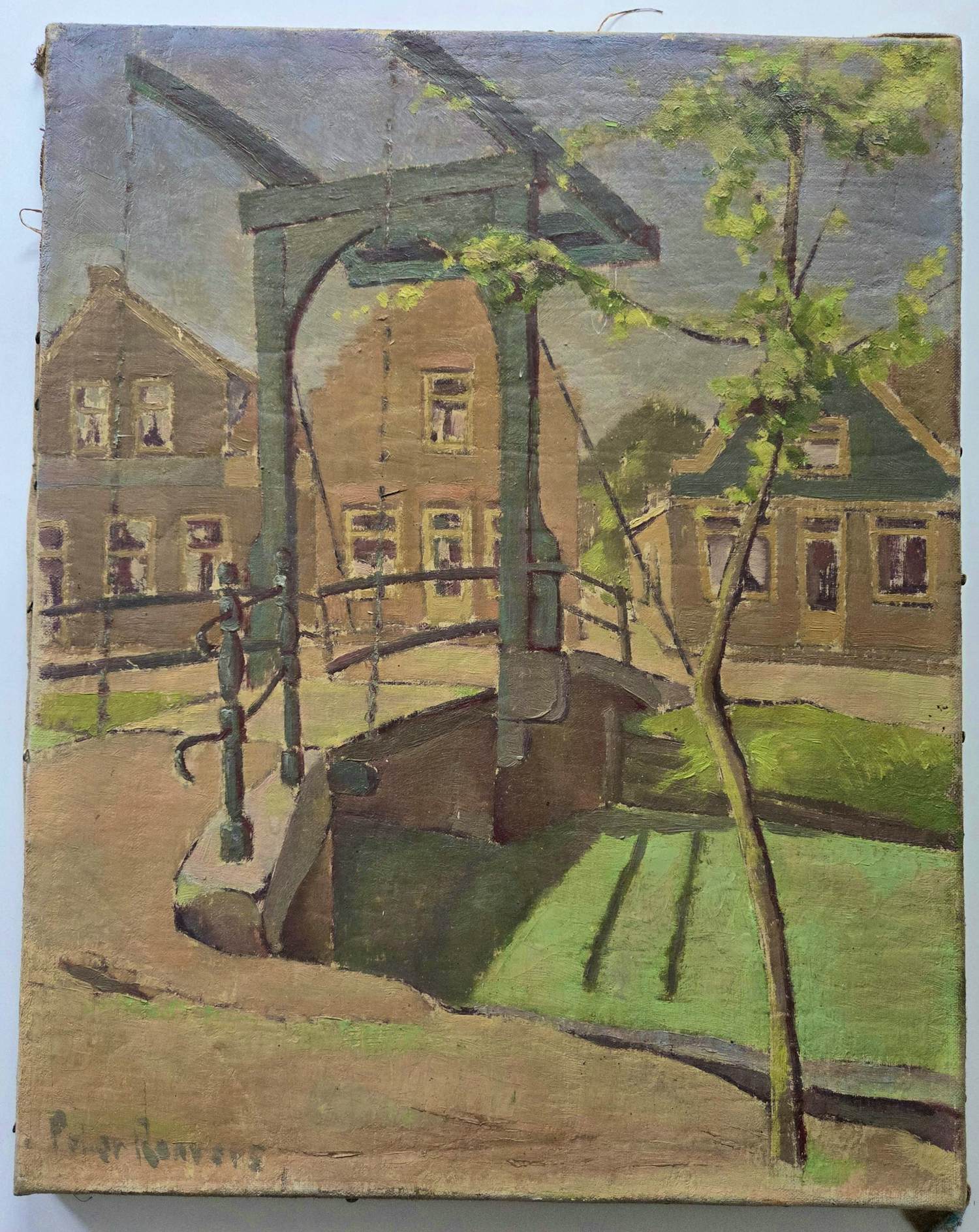 Buy Piet Roovers - Stadsgezicht met ophaalbrug en boom.? Bid from 119!