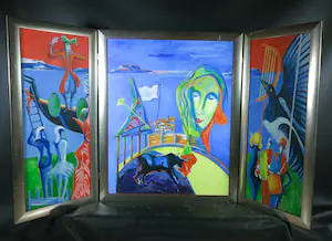 Joe Wols - Acryl op board, Drieluik - Ingelijst kopen? Bied vanaf 1!